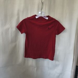 Ralph Lauren Kids Size 7/8 Red Short Sleeve Tee With Navy Logo